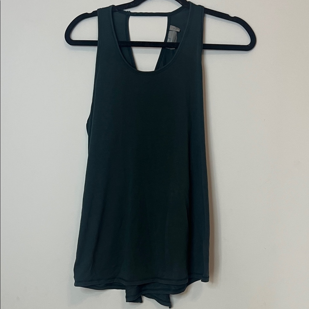 Athleta Womens Dark Green Sleeveless Dark Open Back Athletic Tank Top Size Small